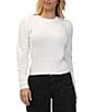 Steve Madden Stevie by Steve Madden Long Sleeve Tinsel Mink Yarn Pleated Pullover Sweater, Color:Ivory - Image 1
