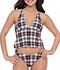 Stevie by Steve Madden Mad About Plaid Halter Tankini Swim Top - Image 3