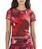 Stevie By Steve Madden Mesh Crew Neck Printed Coordinating Short Sleeve Tee - Image 1