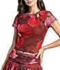Stevie By Steve Madden Mesh Crew Neck Printed Coordinating Short Sleeve Tee - Image 3