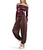 Stevie By Steve Madden Mesh Floral Printed Off-The-Shoulder Ruched Long Sleeve Top - Image 3