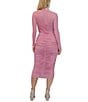 Steve Madden Stevie By Steve Madden Mesh Mock Neck Long Sleeve Ruched Midi Dress, Color:Heath Rose - Image 2