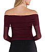 Stevie By Steve Madden Mesh Off Shoulder Long Sleeve Ruched Top - Image 2
