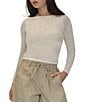 Stevie By Steve Madden Mesh Paisley Printed Long Sleeve Ruched Side Top - Image 1