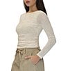 Stevie By Steve Madden Mesh Paisley Printed Long Sleeve Ruched Side Top - Image 3