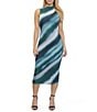 Steve Madden Stevie By Steve Madden Mesh Sleeveless Stripe Funnel Neck Midi Dress, Color:Balasm - Image 1