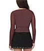 Stevie By Steve Madden Mesh V-Neck Long Sleeve Wrap Tie Front Top - Image 2