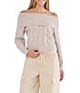 Stevie by Steve Madden Off-The-Shoulder Long Sleeve Embellished Cable Sweater - Image 5