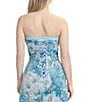 Steve Madden Stevie by Steve Madden Printed Brocade Lace Corset Strapless Top, Color:Blissful Blue - Image 2