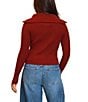 Steve Madden Stevie by Steve Madden Ribbed Cable Knit Open Collar Long Sleeve Zip Front Cardigan, Color:Rumba Red - Image 2