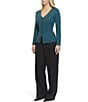 Steve Madden Stevie By Steve Madden Ribbed V-Neck Long Sleeve Button Front Flyaway Hem Cardigan, Color:Balsam - Image 3