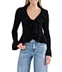 Stevie By Steve Madden Ruffle Tie Front Cardigan - Image 1