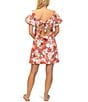 Steve Madden Stevie By Steve Madden Satin Floral Print Twist Front Puff Sleeve Open Tie Back Dress, Color:Peach Pink - Image 2