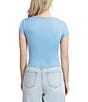 Steve Madden Stevie By Steve Madden Square Neck Cropped Short Sleeve Top, Color:Blissful Blue - Image 2