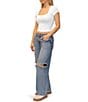 Steve Madden Stevie By Steve Madden Square Neck Cropped Short Sleeve Top, Color:Cloud Dancer - Image 3