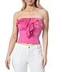 Steve Madden Stevie by Steve Madden Strapless Ruffled Cropped Tube Top, Color:Fuchsia - Image 1