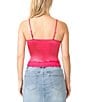 Steve Madden Stevie by Steve Madden Stretch Satin V-Neck Lace Trim Cami Top, Color:Carmine Rose - Image 2
