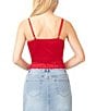 Steve Madden Stevie by Steve Madden Stretch Satin V-Neck Lace Trim Cami Top, Color:Lychee - Image 2