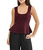 Stevie by Steve Madden Studded Pearl Scoop Neck Sleeveless Peplum Top - Image 1