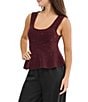 Stevie by Steve Madden Studded Pearl Scoop Neck Sleeveless Peplum Top - Image 3
