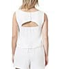 Steve Madden Stevie by Steve Madden Textured Linen Blend Sleeveless Square Neck Cut Out Tank Top, Color:Cloud Dancer - Image 2