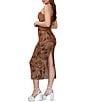 Stevie By Steve Madden Tie Dye Flocked Mesh Ruched Midi Dress - Image 3