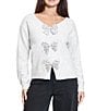 Steve Madden Stevie by Steve Madden Wear Me Two Ways Sequin Bow Long Sleeve Sweater, Color:Silver Grey Heaher - Image 1