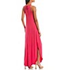 Color:Flamingo Pink - Image 2 - High Neck Knit Maxi Dress
