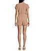 Color:Khaki - Image 2 - Short Sleeve Solid Airflow Collared Romper