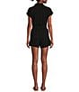 Color:Black - Image 2 - Short Sleeve Solid Airflow Collared Romper