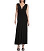 Color:Black - Image 1 - V-Neckline Sleeveless Smocked Waist Maxi Dress