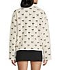 Stoosh Bonded Sherpa Embroidery Bow Print Jacket, Color:Cream/Black - Image 2