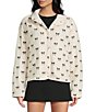 Stoosh Bonded Sherpa Embroidery Bow Print Jacket, Color:Cream/Black - Image 3