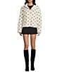 Stoosh Bonded Sherpa Embroidery Bow Print Jacket, Color:Cream/Black - Image 4