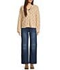 Stoosh Bonded Sherpa Embroidery Heart Print Jacket, Color:Tan/Navy - Image 4