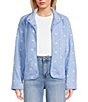 Stoosh Bonded Sherpa Embroidery Star Print Jacket, Color:Blue/White - Image 1
