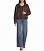 Stoosh Brushed Faux Suede Bubble Hem Bomber Jacket - Image 3