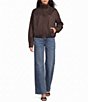 Stoosh Brushed Faux Suede Bubble Hem Bomber Jacket - Image 4