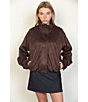 Stoosh Brushed Faux Suede Bubble Hem Bomber Jacket - Image 6