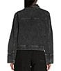 Stoosh Corduroy Collared Snap Front Flap Pocket Cropped Jacket, Color:Black - Image 2