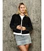 Stoosh Corduroy Collared Snap Front Flap Pocket Cropped Jacket, Color:Black - Image 5