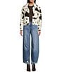 Stoosh Faux Fur Cow Print Jacket, Color:Brown/White - Image 3