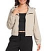 Stoosh Faux Wool Hooded Cropped Bomber Jacket - Image 1