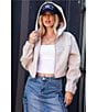 Stoosh Faux Wool Hooded Cropped Bomber Jacket - Image 5
