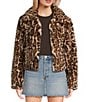 Stoosh Leopard Print Faux Fur Button Front Jacket, Color:Brown Leopard - Image 1