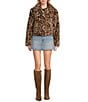 Stoosh Leopard Print Faux Fur Button Front Jacket, Color:Brown Leopard - Image 4