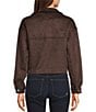 Stoosh Faux Suede Collared Zip Front Flap Pocket Cropped Jacket, Color:Hot Fudge - Image 2