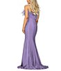Color:Lilac - Image 2 - Strapless Feather Trim Front Slit Slim Gown