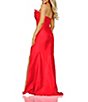 Color:Red - Image 2 - Strapless V-Neck Wrap Front Slit Gown