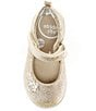 Color:Champagne - Image 5 - Girls' Holly SR Adaptive Sparkle Flower Detail Mary Janes (Infant)